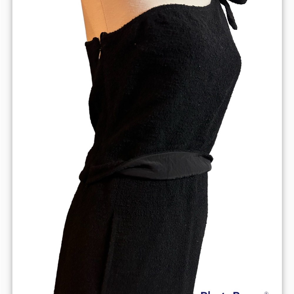 Oscar de la Renta One Shoulder Black dress with Bow and Pockets Size 6 - Picture 4 of 7